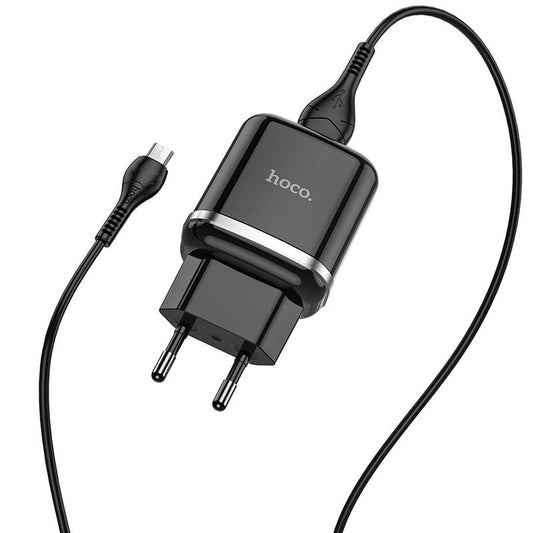 HOCO N3 Power Adapter with MicroUSB Cable, 18W, 3A, 1 x USB-A, Black