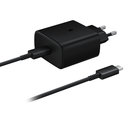 Network Charger with USB-C Cable Samsung EP-TA845 + DW767JBE, 45W, 4.05A, 1 x USB-C, Black GP-PTU020SOFBQ