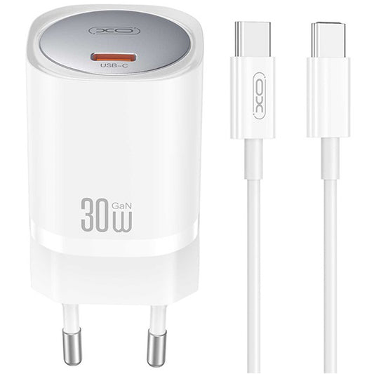 Network Charger with USB-C Cable XO Design CE20, 30W, 3A, 1 x USB-C, White 