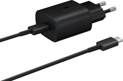 Network Charger with USB-C Cable Samsung EP-TA800B + DA705BBE, 25W, 3A, 1 x USB-C, Black GP-PTU021SOABQ