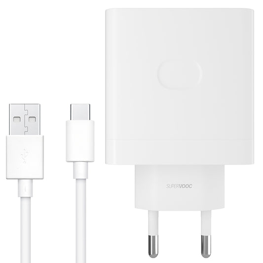 Oppo USB-C Cable Mains Charger, 67W, 6.1A, 1 x USB-A, White VCB7CAEH