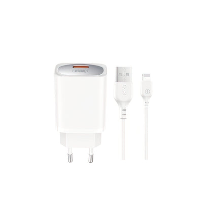 Network Charger with Lightning Cable XO Design CE19, 18W, 3A, 1 x USB-A, White