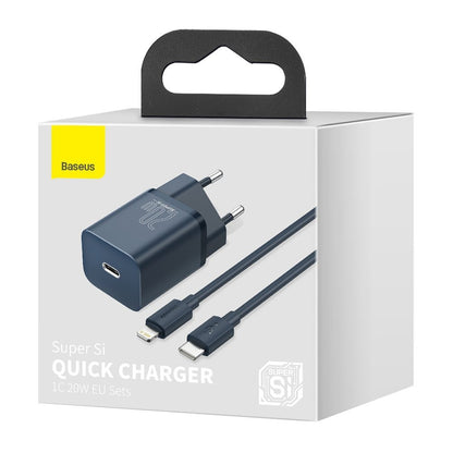 Network Charger With Lightning Cable Baseus Super Si, 20W, 3A, 1 x USB-C, Blue TZCCSUP-B03