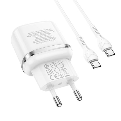 HOCO Victorious N24 USB-C Cable Charger, 20W, 3A, 1 x USB-C, White