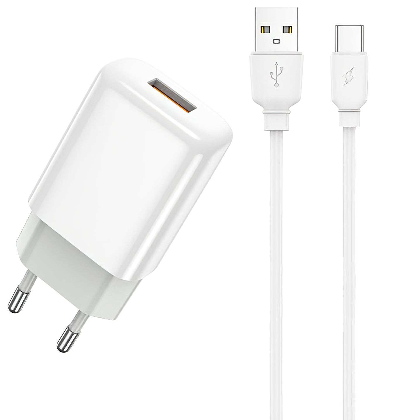 Prestico F7S USB-C Cable Charger, 12W, 2.4A, 1 x USB-A, White