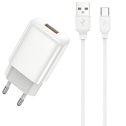 Prestico F7S USB-C Cable Network Charger Prestico F7S, 12W, 2.4A, 1 x USB-A, White 