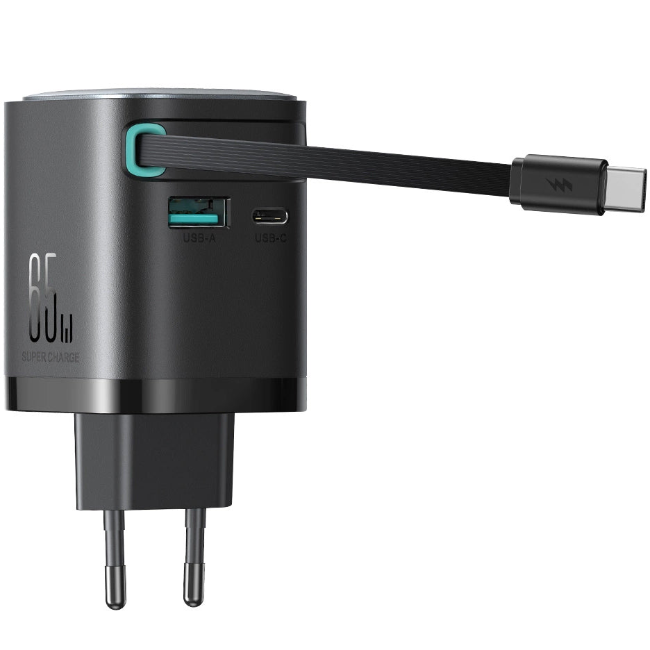 Joyroom JR-TCL02 USB-C Cable Charger, 65W, 3A, 1 x USB-A - 1 x USB-C, Black