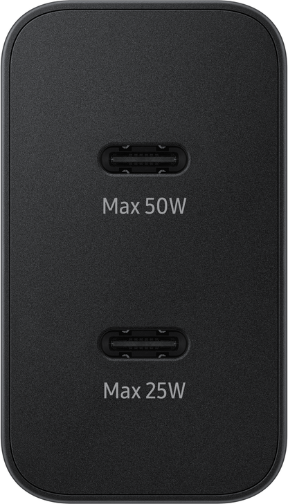 Network Charger With USB-C Cable Samsung, 50W, 3A, 2 x USB-C, Black EP-T5020XBEGEU