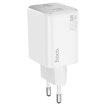 HOCO N42 Power Adapter with Lightning Cable, 45W, 3A, 2 x USB-C, White