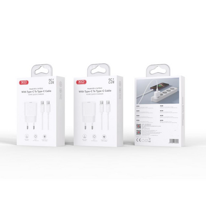 Network Charger with USB-C Cable XO Design L167, 25W, 3A, 1 x USB-C, White
