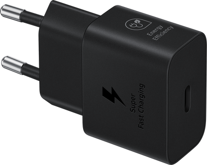 Network Charger With USB-C Cable Samsung, 25W, 3A, 1 x USB-C, Black EP-T2510XBEGEU