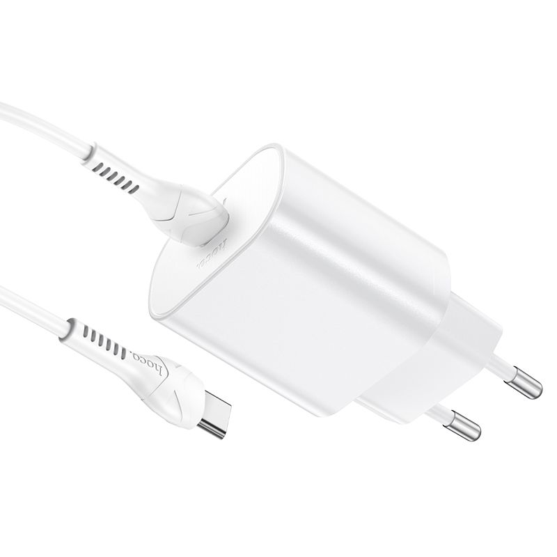 HOCO Jetta N22 USB-C Cable Charger, 25W, 3A, 1 x USB-C, White