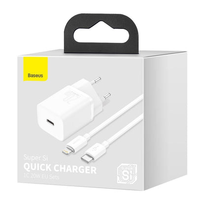 Network Charger with Lightning Cable Baseus Super Si, 20W, 3A, 1 x USB-C, White TZCCSUP-B02