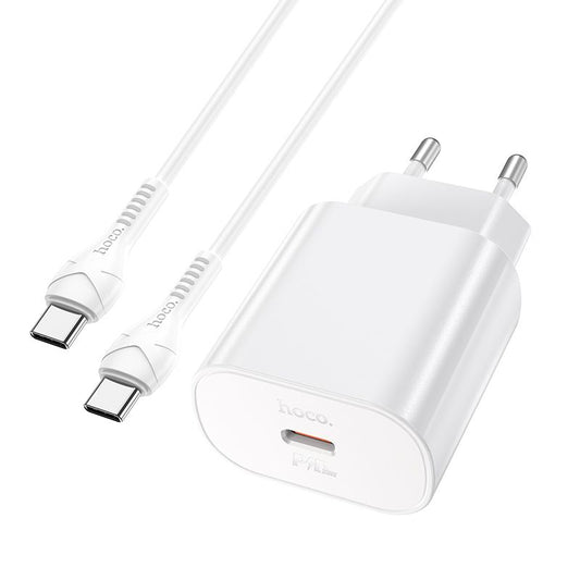 HOCO Jetta N22 USB-C Cable Charger, 25W, 3A, 1 x USB-C, White