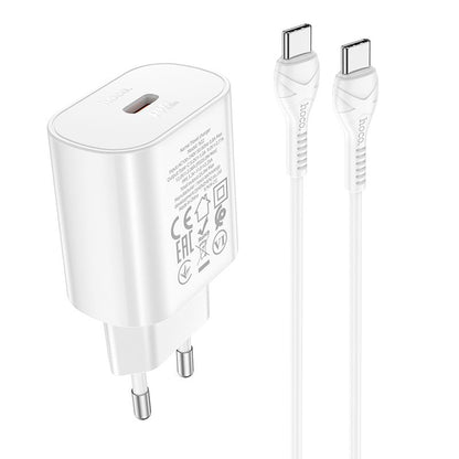 HOCO Jetta N22 USB-C Cable Charger, 25W, 3A, 1 x USB-C, White