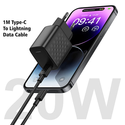 Network Charger with Lightning Cable Lito LC13L, 20W, 3A, 1 x USB-C, Black