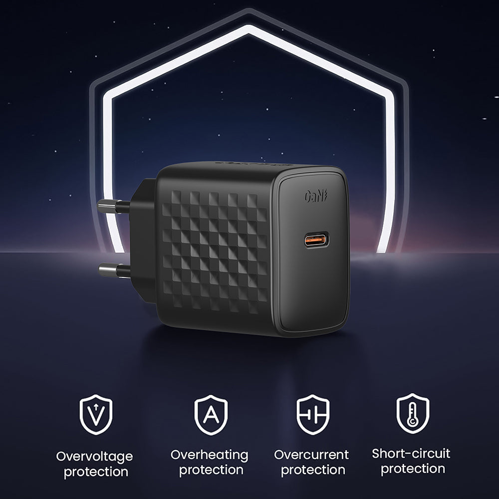 Network Charger with Lightning Cable Lito LC13L, 20W, 3A, 1 x USB-C, Black