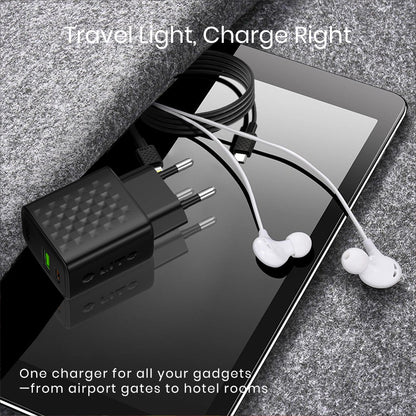Network Charger with Lightning Cable Lito LC15L, 20W, 3A, 1 x USB-A - 1 x USB-C, Black