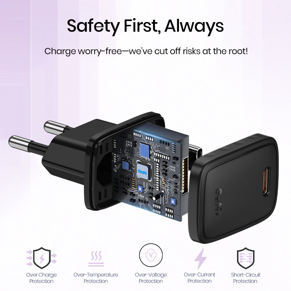 Network Charger with Lightning Cable Lito LC17L, 30W, 3A, 1 x USB-C, Black