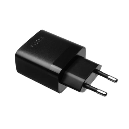 Fixed USB-C Network Charger with Cable, 17W, 3A, 2 x USB-A, Black