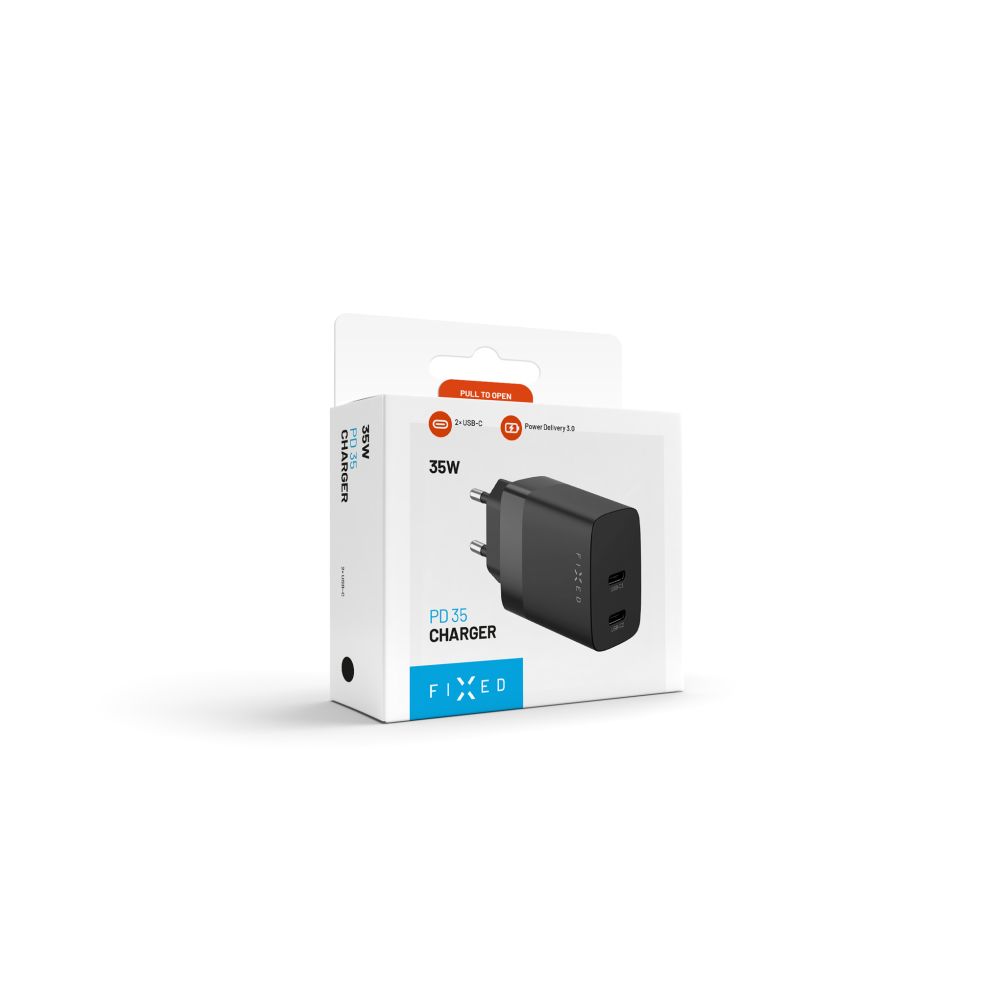 Fixed Network Charger, 35W, 3A, 2 x USB-C, Black
