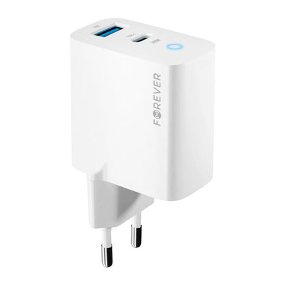 Forever Network Charger TC-06-20AC, 20W, 3A, 1 x USB-A - 1 x USB-C, White