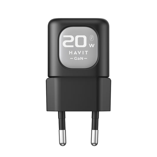 HAVIT UC220 Network Charger, 20W, 3A, 1 x USB-A - 1 x USB-C, Black Grey