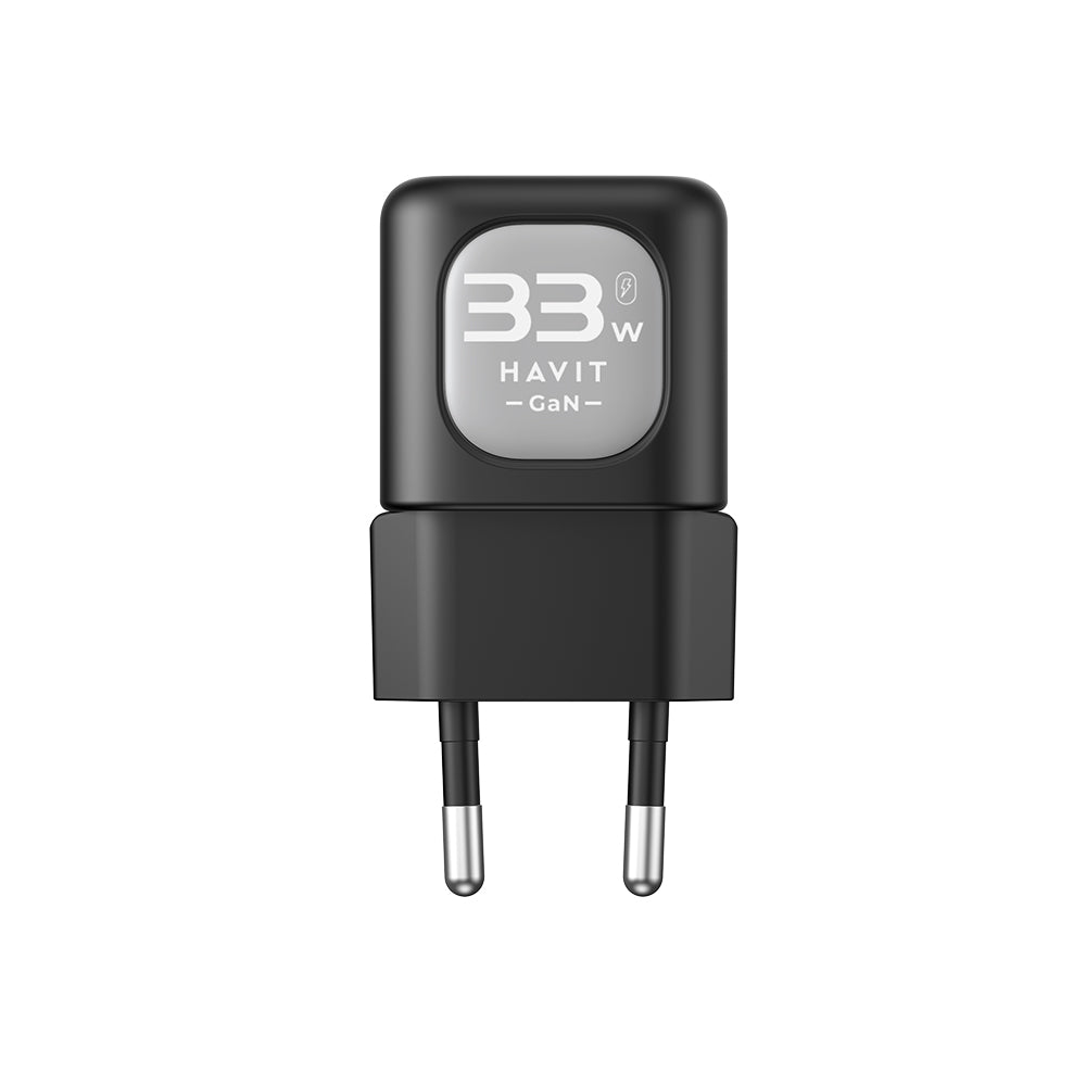 HAVIT UC230 Network Charger, 33W, 3A, 1 x USB-A - 1 x USB-C, Black Grey