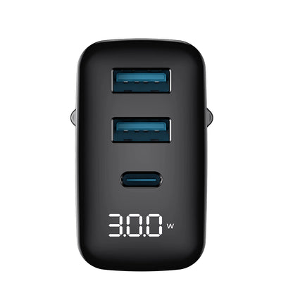 HAVIT UCLE001 Network Charger, 30W, 3A, 2 x USB-A - 1 x USB-C, Black