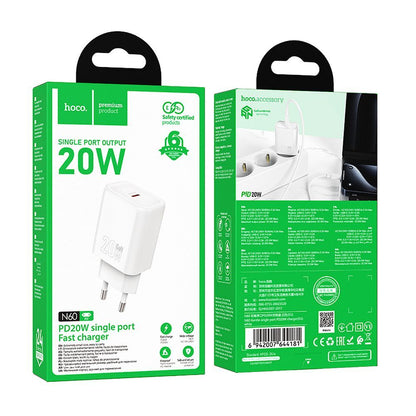 HOCO N60 Network Charger, 20W, 3A, 1 x USB-C, White
