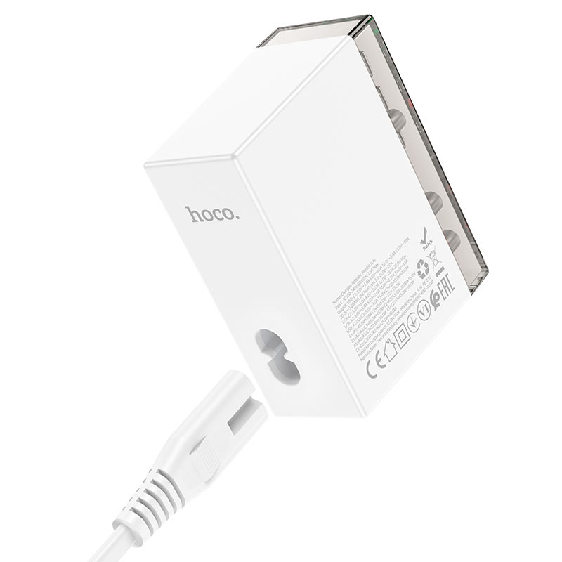 HOCO N36 Power Adapter, 65W, 3A, 3 x USB-A - 3 x USB-C, White