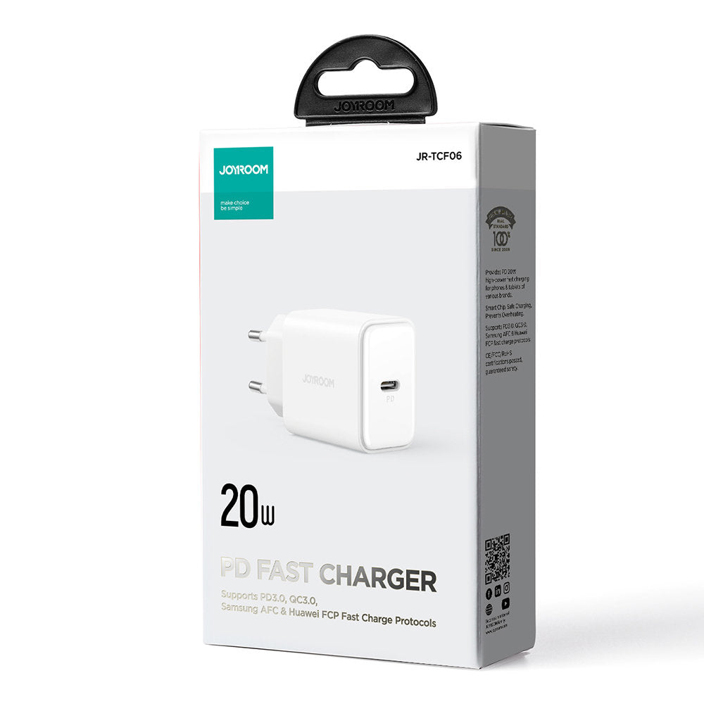 Joyroom JR-TCF06 Wall Charger, 20W, 3A, 1 x USB-C, White