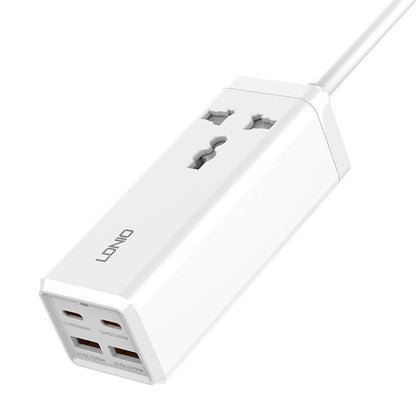 Ldnio SC1418 Wall Charger, 2500W, 5A, 1 x Socket - 2 x USB-A - 2 x USB-C, White