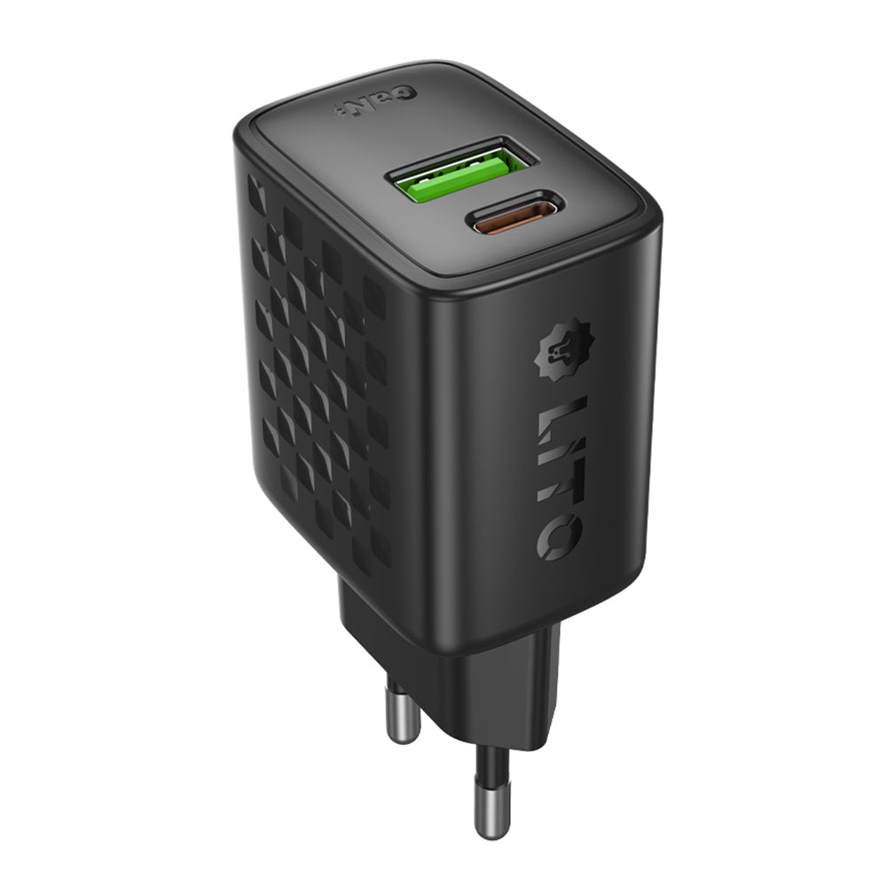 Lito LC19 Network Charger, 30W, 3A, 1 x USB-A - 1 x USB-C, Black