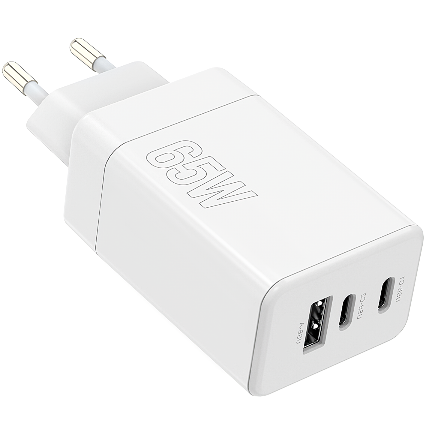 MaXlife MXTC-08-65ACC Power Adapter, 65W, 3A, 1 x USB-A - 2 x USB-C, White