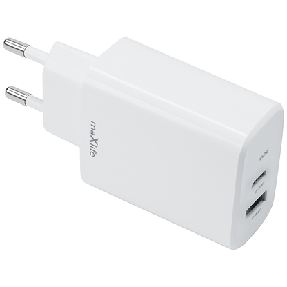 MaXlife MXTC-10-20AC Power Adapter, 20W, 3A, 1 x USB-A - 1 x USB-C, White