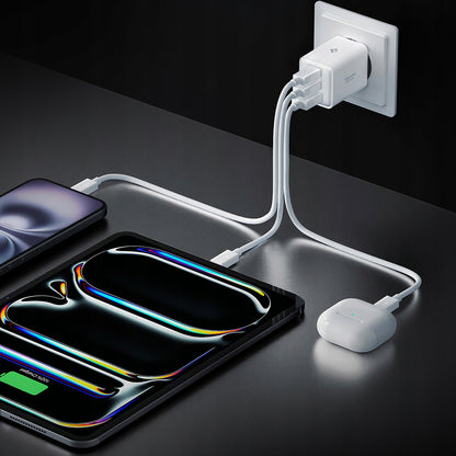Spigen EE473EU Essential Network Charger, 47W, 3A, 1 x USB-A - 2 x USB-C, White ACH09464