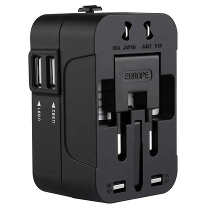 Techsuit HHT202 Travel Network Charger, 10W, 2A, 2 x USB-A, Black