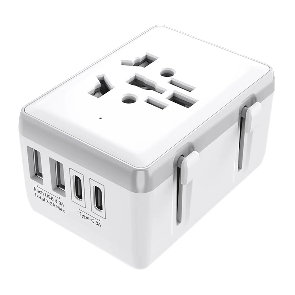 Techsuit HHt204A Travel Network Charger, 15W, 3A, 2 x USB-A - 2 x USB-C, White