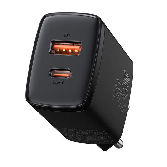 Baseus Compact Network Charger, 20W, 3A, 1 x USB-A - 1 x USB-C, Black CCXJ-B01 CCXJ-B01