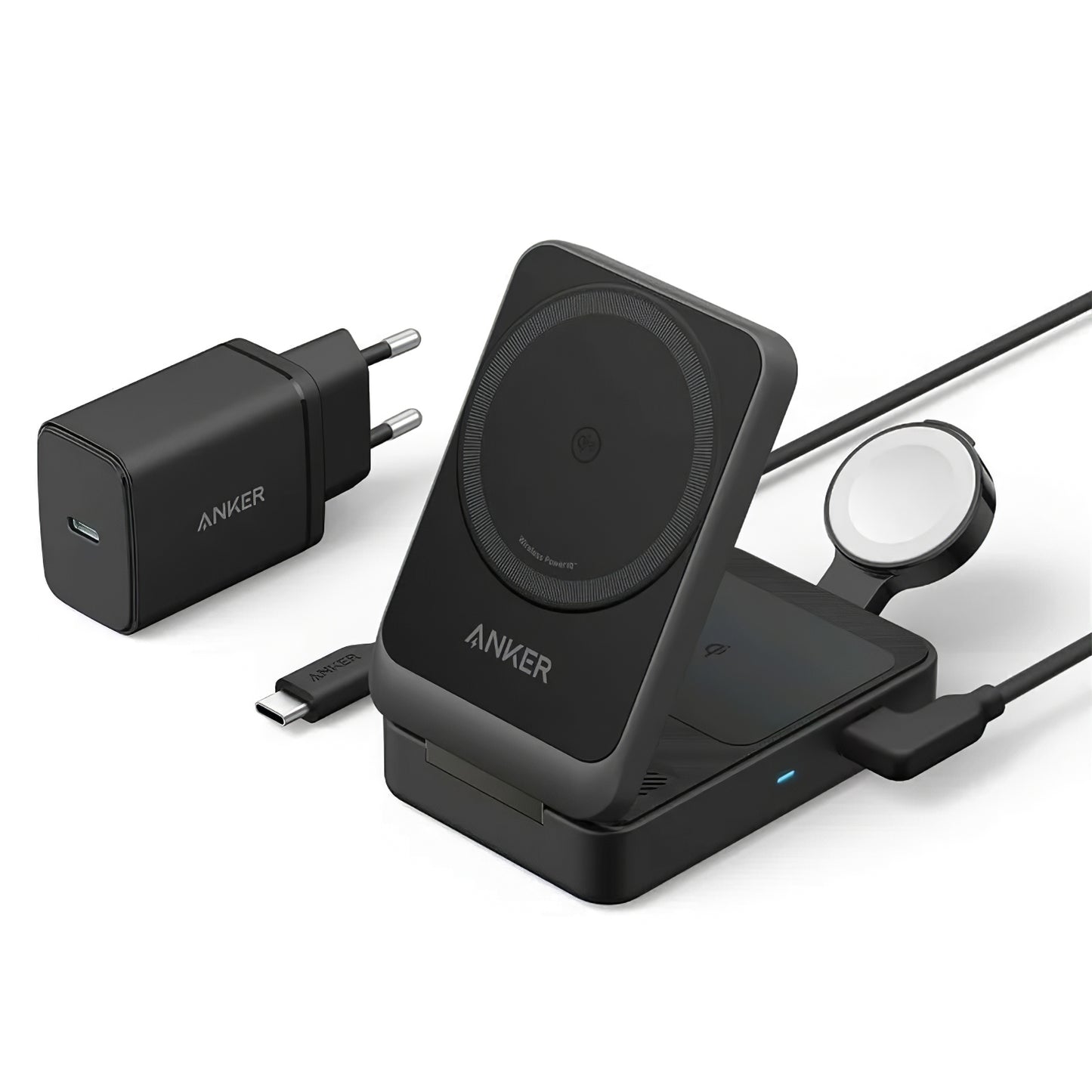 Anker MagGo 3in1 Wireless Network Charger, 15W, 1.67A, Black, Resealed B2557311