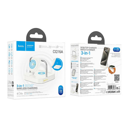 HOCO CQ16A 3in1 Wireless Network Charger, 15W, 1.67A, White