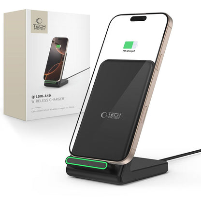 Tech-Protect QI15W-A40 Wireless Charger, 15W, 1.67A, Black