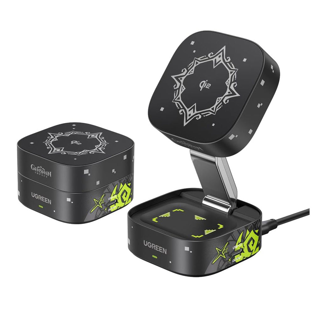 UGREEN Genshin Impact Edition W702 2-in-1 Wireless Network Charger, 25W, 1.67A, 1 x USB-C, Black