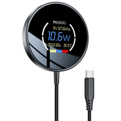 Yesido DS28 Display Wireless Network Charger, 15W, 1.67A, Black