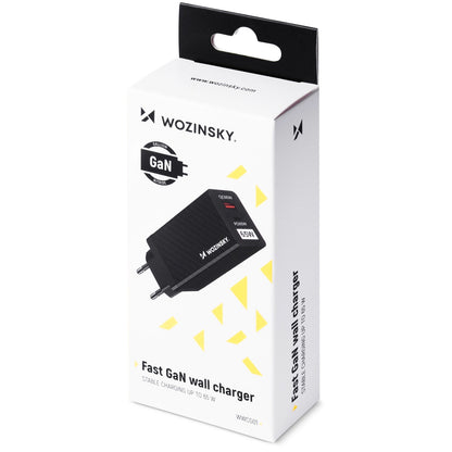 WZK WWCG01 Wall Charger, 65W, 3A, 1 x USB-A - 1 x USB-C, Black