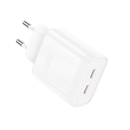 XO Design L105 Power Adapter, 35W, 3A, 2 x USB-C, White