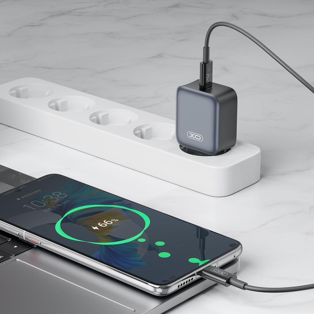 XO Design L155 Network Charger, 30W, 3A, 1 x USB-C, Black