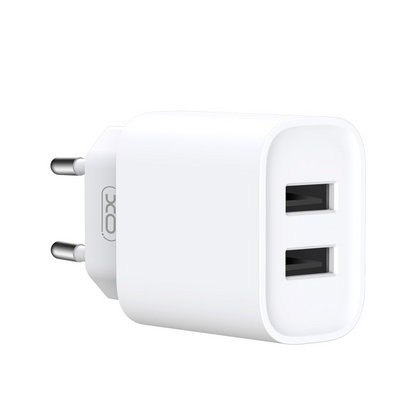 XO Design CE02C Network Charger, 10.5W, 2.1A, 2 x USB-A, White