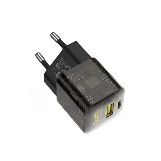 XO Design CE05 Network Charger, 30W, 3A, 1 x USB-A - 1 x USB-C, Brown
